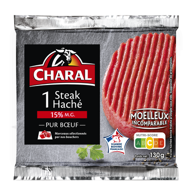 Steak haché pur boeuf 15%MG CHARAL - 130g