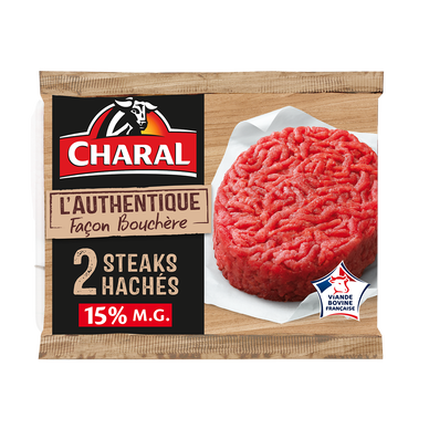Steak haché Authentique Façon Bouchère 15%MG CHARAL - 2x140g - 280g