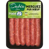 Merguez véritable pur boeuf Halal, DABIA, France, 6 pièces, barquette,330g