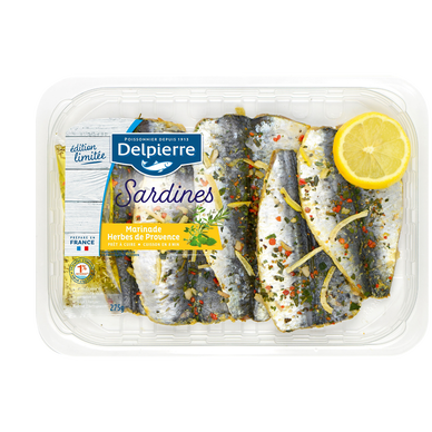 Filets de sardines citron/herbes de provence, transformés en France, barquette de 275g