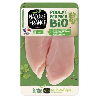 Filet de poulet blanc, Bio, NATURE DE FRANCE, France, 2 pièces,