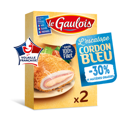 Escalope cordon bleu de dinde -30% de matières grasses, LE GAULOIS, France, 2 pièces, étui 200g