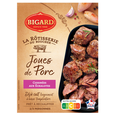 Joue de porc cuite et sauce échalote, BIGARD, France, barquette, 400g