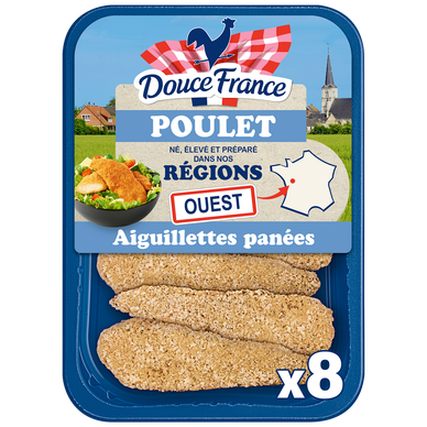 Aiguillette poulet panée nature, DOUCE FRANCE, France, barquette sousatmosphère, 300g