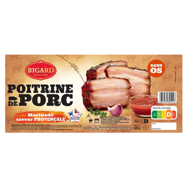 Poitrine de porc sans os saveur provençale, BIGARD, France, barquette600g