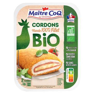 Cordons Bleu, BIO, MAITRE COQ, France, 2 pièces, barquette S/atmo, 200g