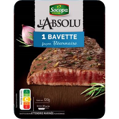 Bavette marinée façon béarnaise, SOCOPA, Union Européenne, 1 pièce, 120g