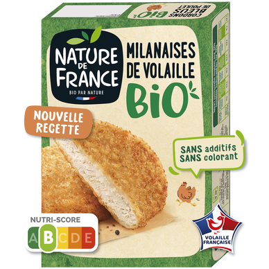 Escalope volaille milanaise, BIO, NATURE DE FRANCE, France, étui 180g