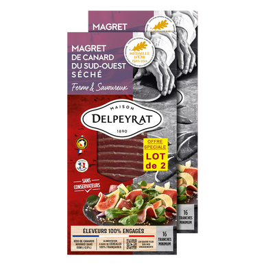 Magret de canard séché tranché, IGP Sud-Ouest, DELPEYRAT, France, lot2x70g
