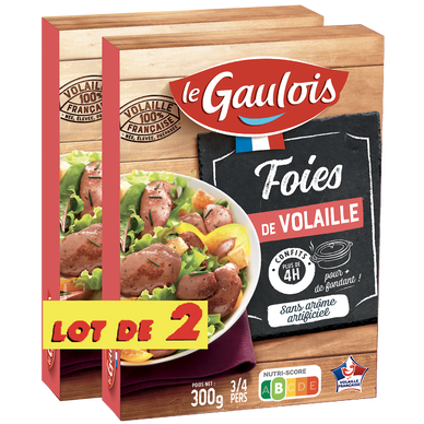 Confit foies de volaille, LE GAULOIS, Union Europeenne, 2 pièces, 600g