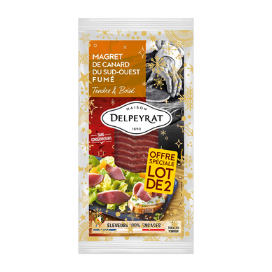 Magret de canard fumé tranché, IGP Sud-Ouest, DELPEYRAT, France, lot 2x70g