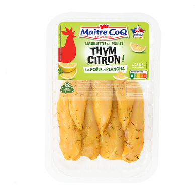 Aiguillette poulet thym citron, Maître Coq, France, barquette 250g