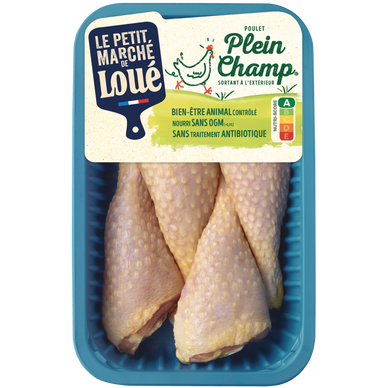 Pilon de poulet jaune plein champ, LOUE, France, 4 pièces