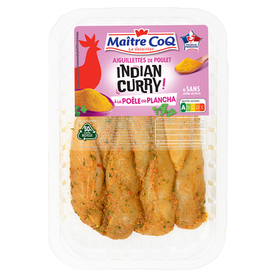 Aiguillette poulet indian curry, Maître Coq, France, barquette 250g