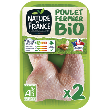 Cuisse de poulet blanc, Bio, NATURE DE FRANCE, 2 pièces,