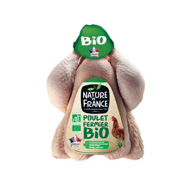 Poulet entier fermier blanc prêt à cuire, Bio, NATURE DE FRANCE, France,