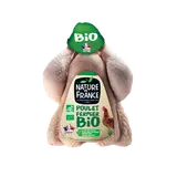 Poulet entier fermier blanc prêt à cuire, Bio, NATURE DE FRANCE, France,