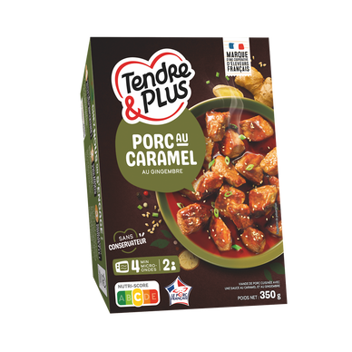 Porc au caramel, VPF, TENDRE ET PLUS, France, barquette, 350g