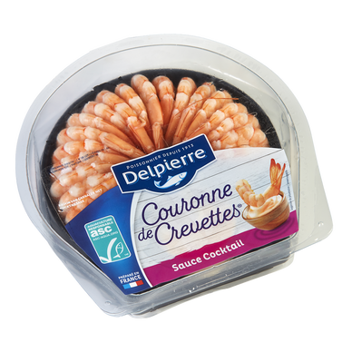Couronne de queues de crevettes cuites décortiquées et sauce cocktail,130g
