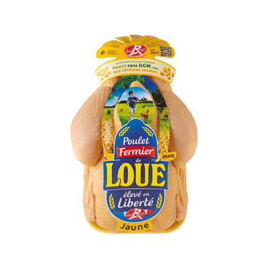 Poulet entier fermier jaune de Loué, LABEL ROUGE, France,