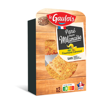 Pané façon Milanaise citronné, LE GAULOIS, 2 pièces, Barquette, 200g