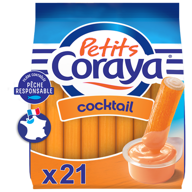 Mini bâtonnets de surimi sauce cocktail PETITS CORAYA x21 - 210g