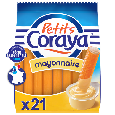 Mini bâtonnets de surimi sauce mayonnaise PETITS CORAYA x21 - 210g