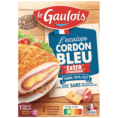 Escalope de dinde cordon bleu extra croustillants, LE GAULOIS, 2 pièces, étui, 200g