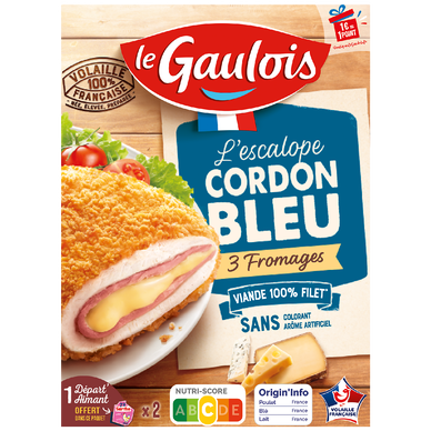 Cordon bleu de poulet 3 fromages, LE GAULOIS, 2 pièces, 200g