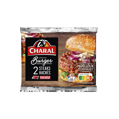 Steak haché pur boeuf Spécial burger CHARAL - 2x100g - 200g