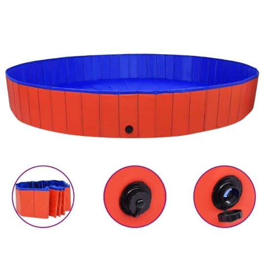 Piscine Pliable Pour Chiens Rouge 300x40 Cm Pvc Vidaxl VIDAXL