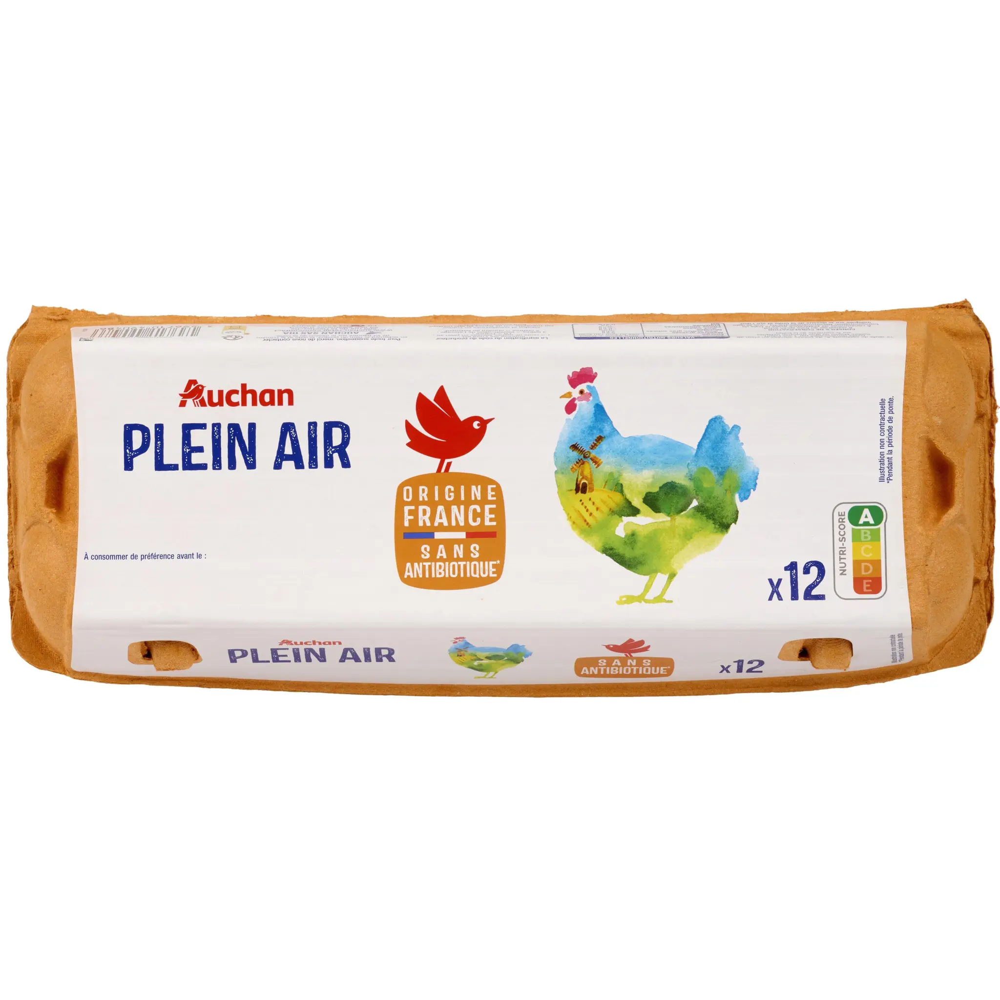 AUCHAN Oeufs de poules élevées en plein air sans antibiotique