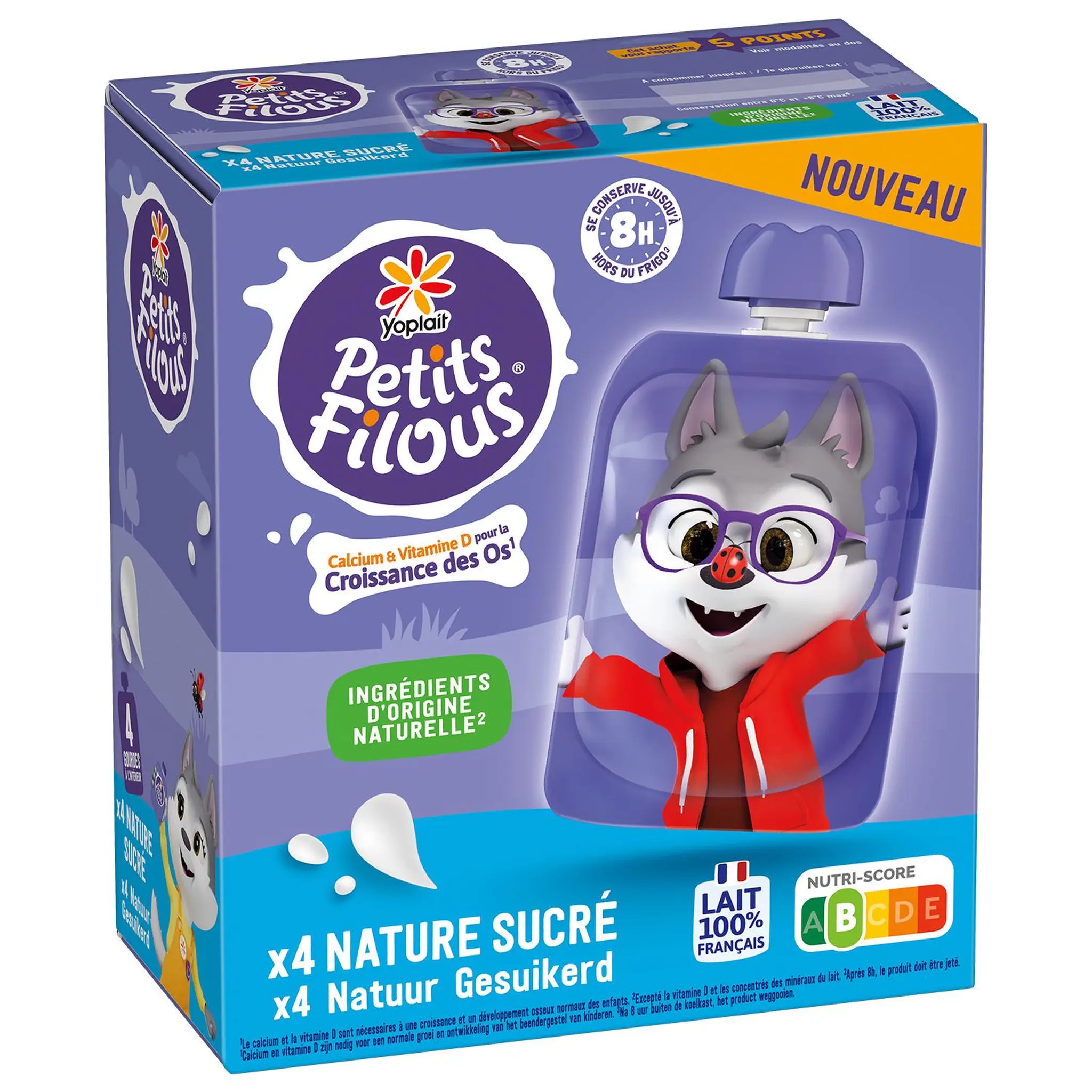 PETITS FILOUS Gourde de yaourt brassé nature sucré