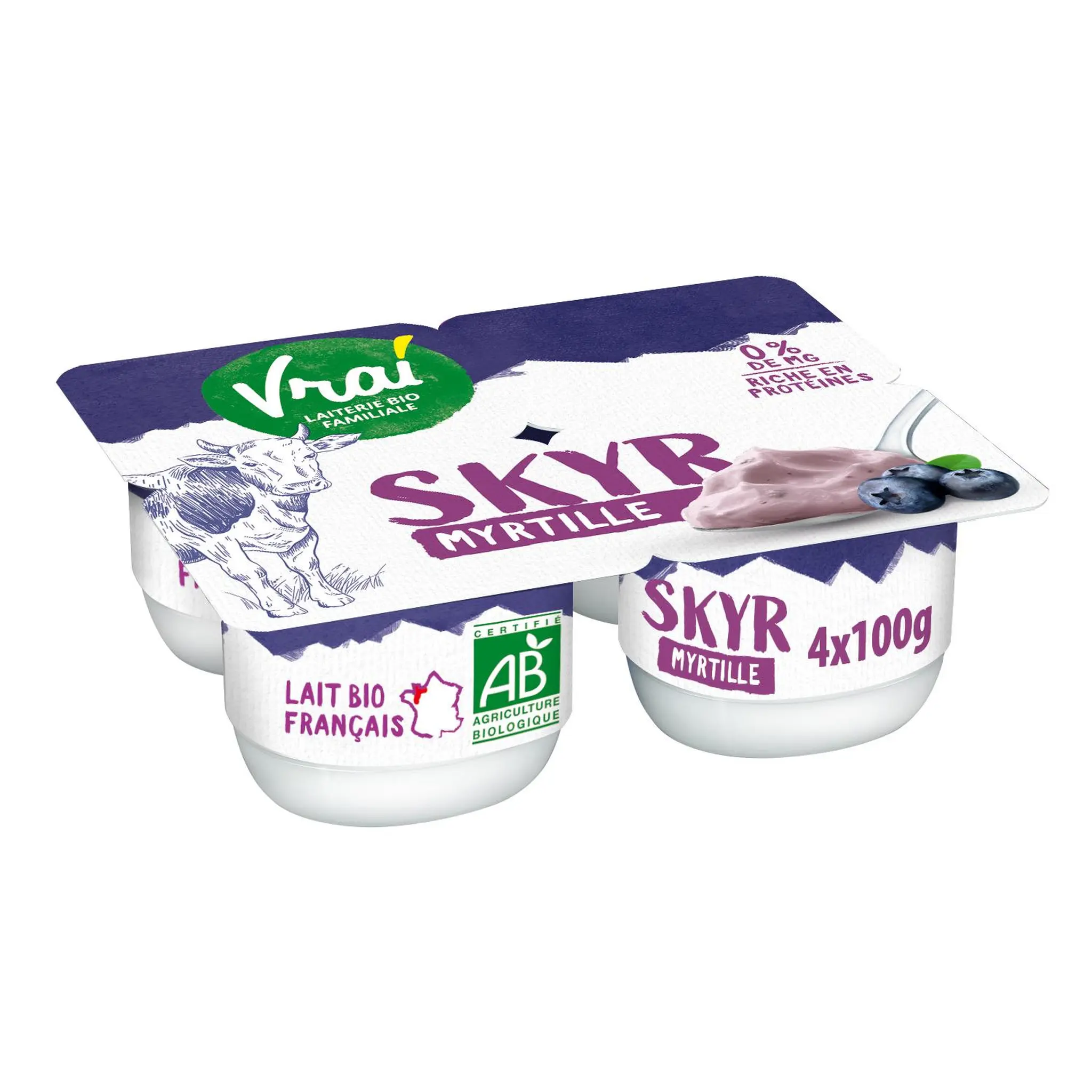 VRAI Skyr à la myrtille 0% bio