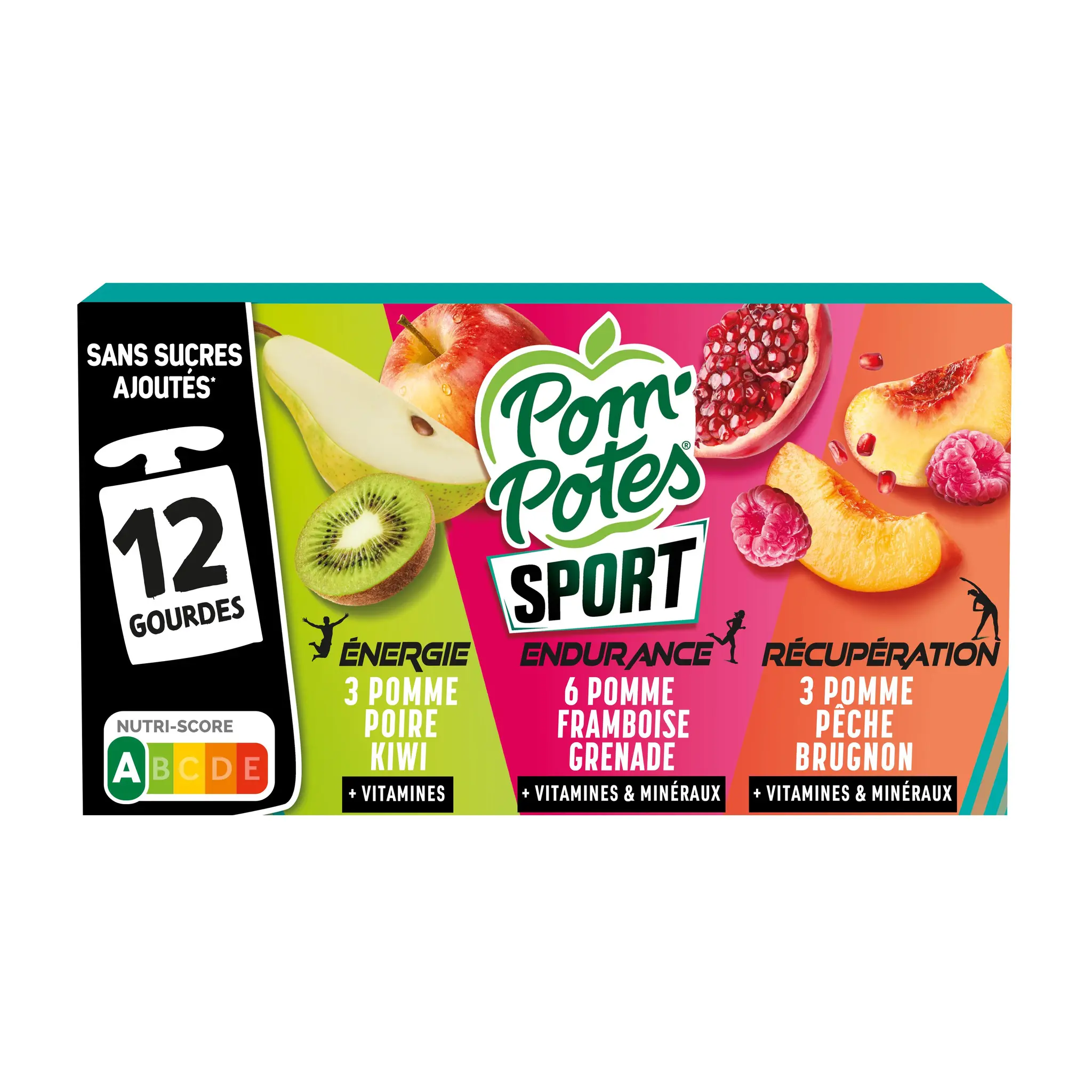 POM'POTES Sport gourdes compote énergie endurance et récupération panachés sans sucres ajoutés