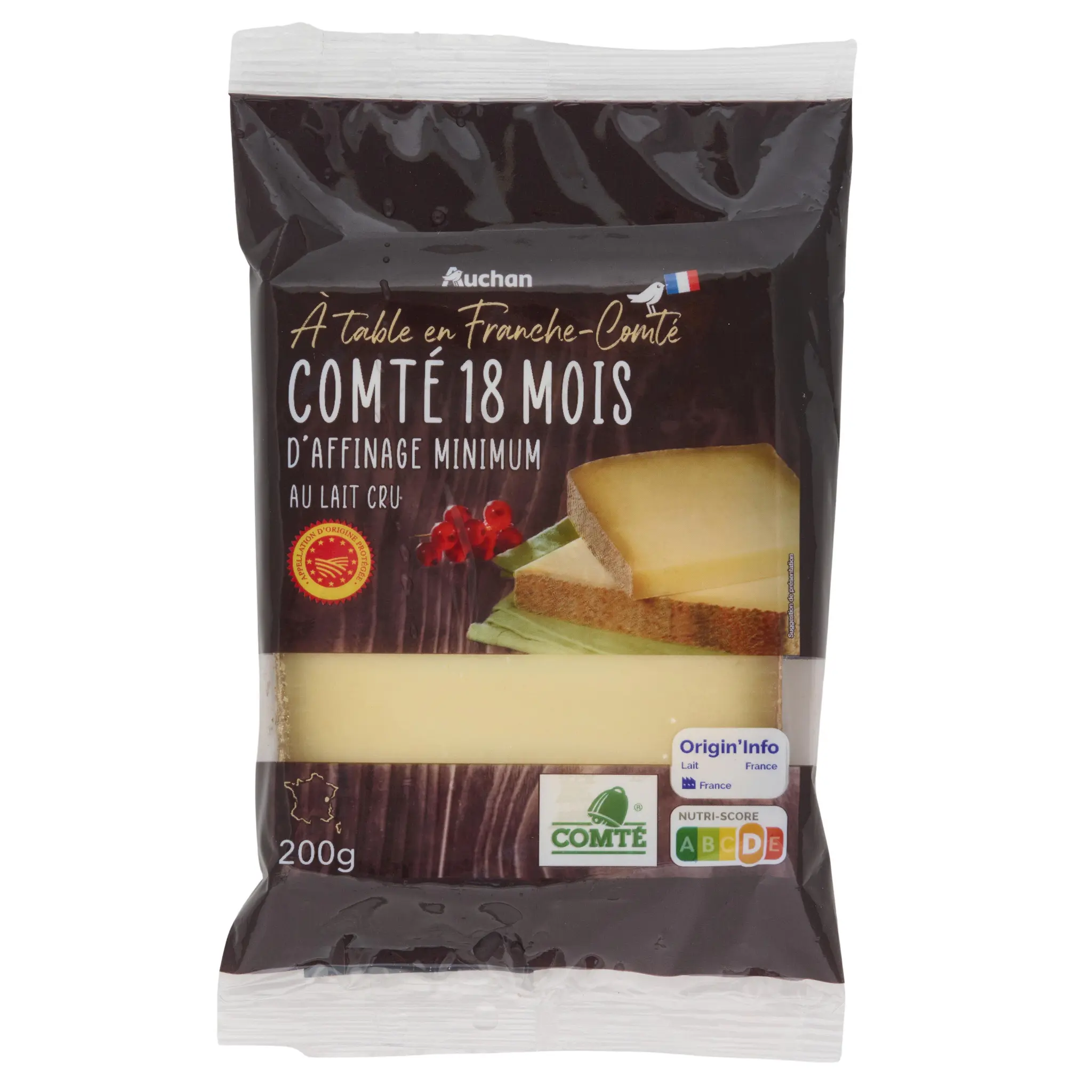 AUCHAN TERROIR Comté AOP au lait cru affinage 18 mois