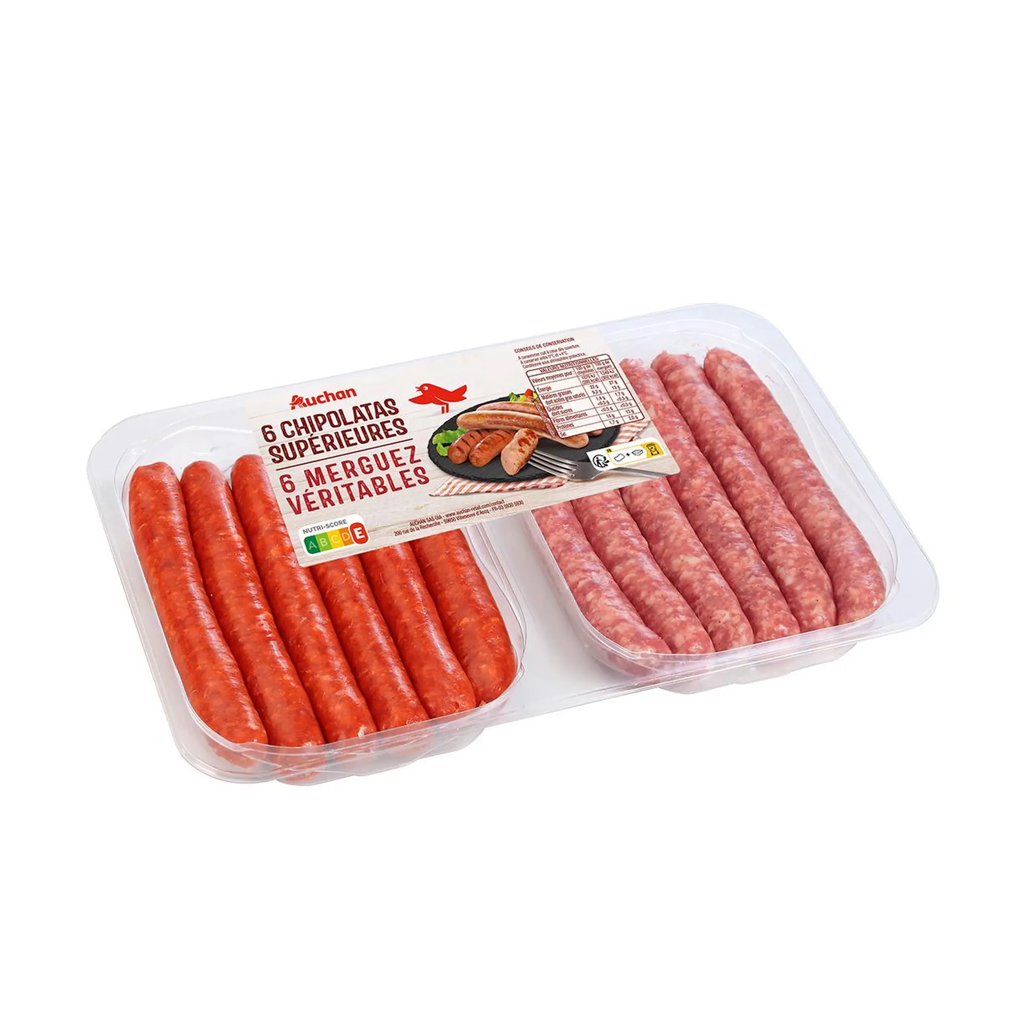 AUCHAN Chipolatas supérieures et merguez véritables