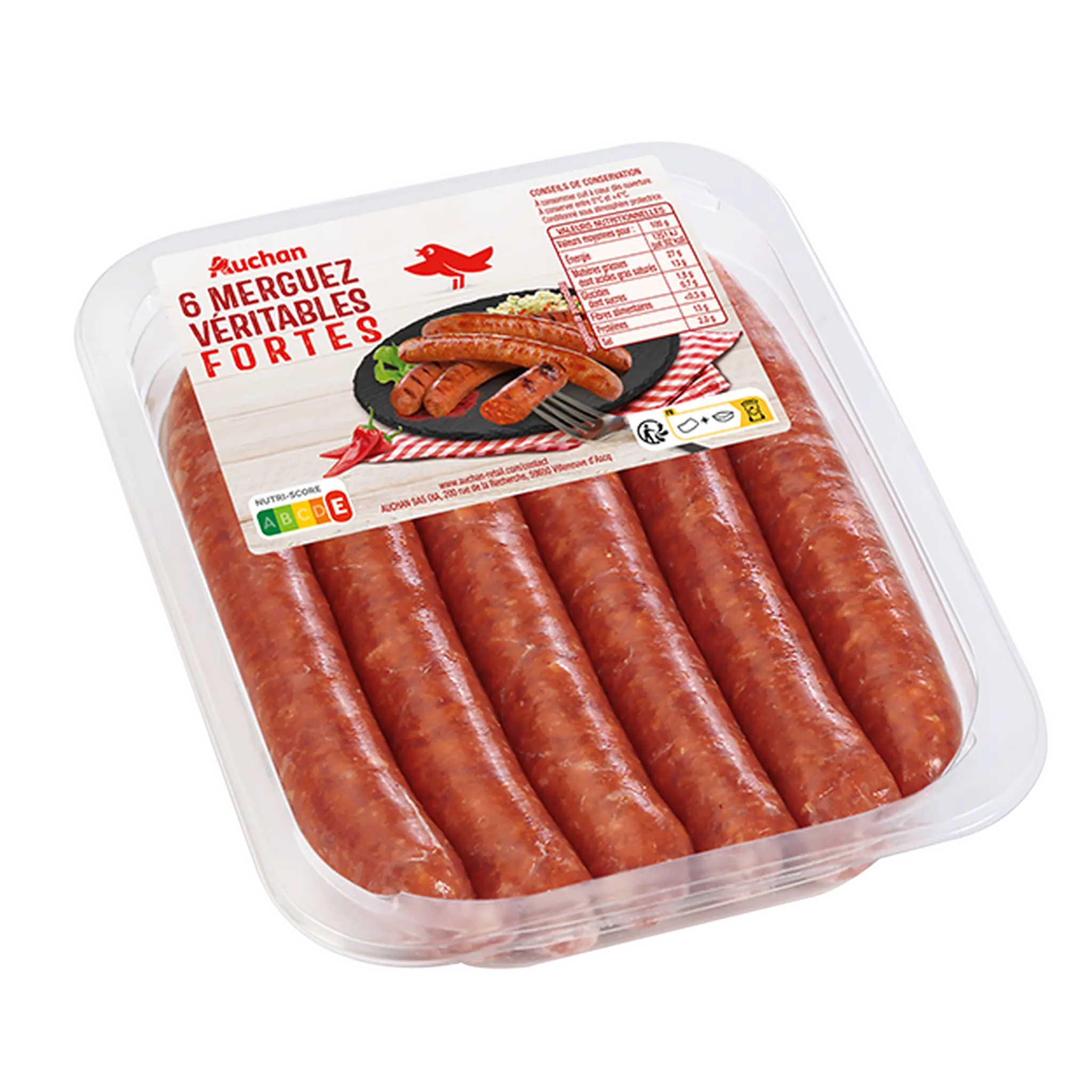 AUCHAN Véritable Merguez forte