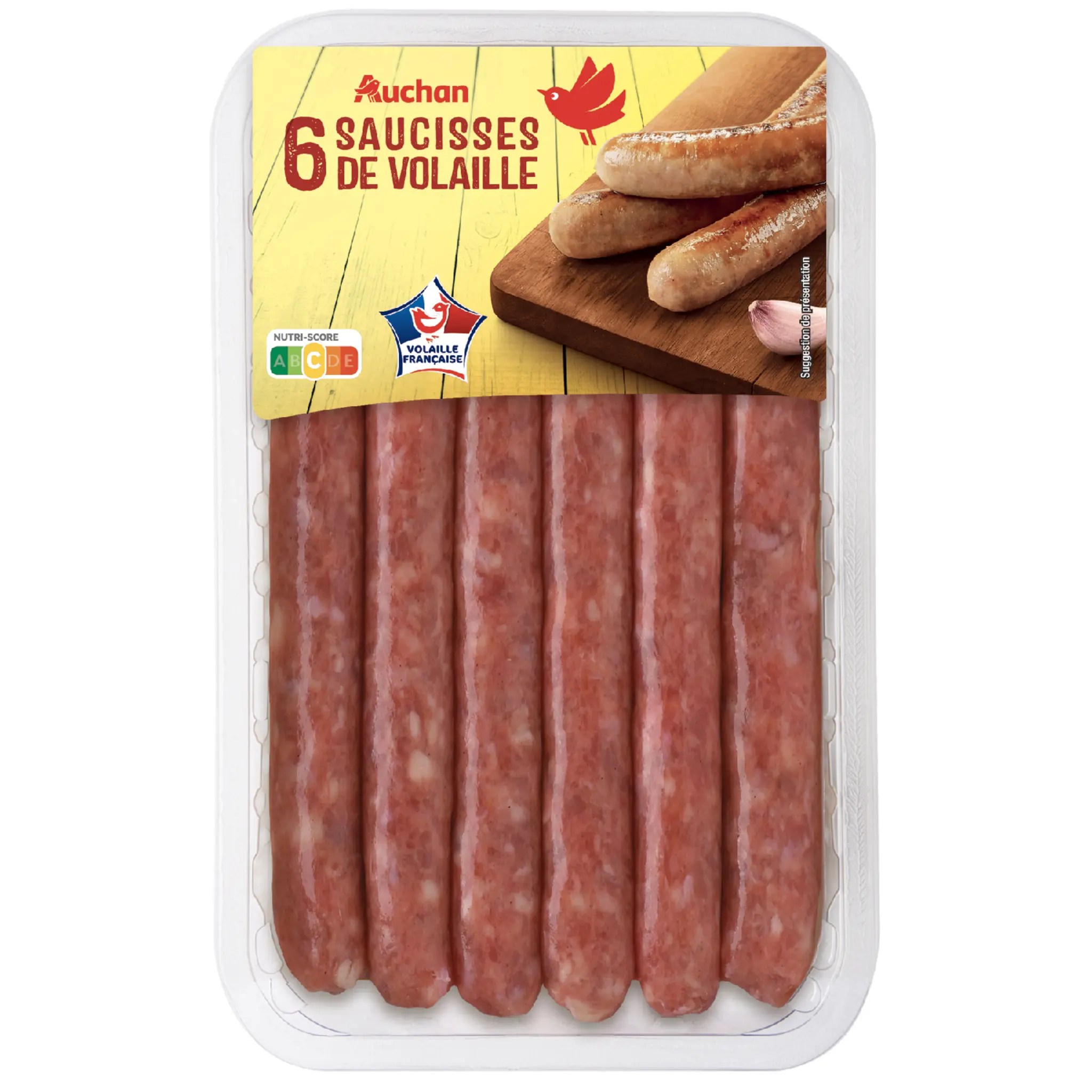 AUCHAN Saucisses de volaille nature