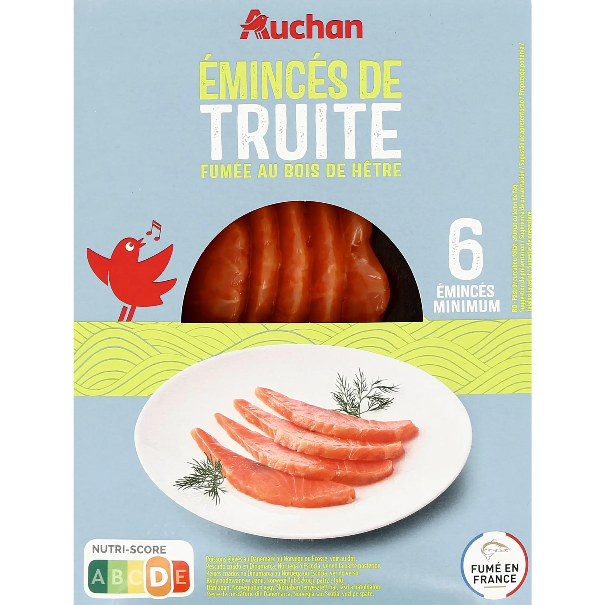 AUCHAN Emincés de truite fumé au bois de hêtre