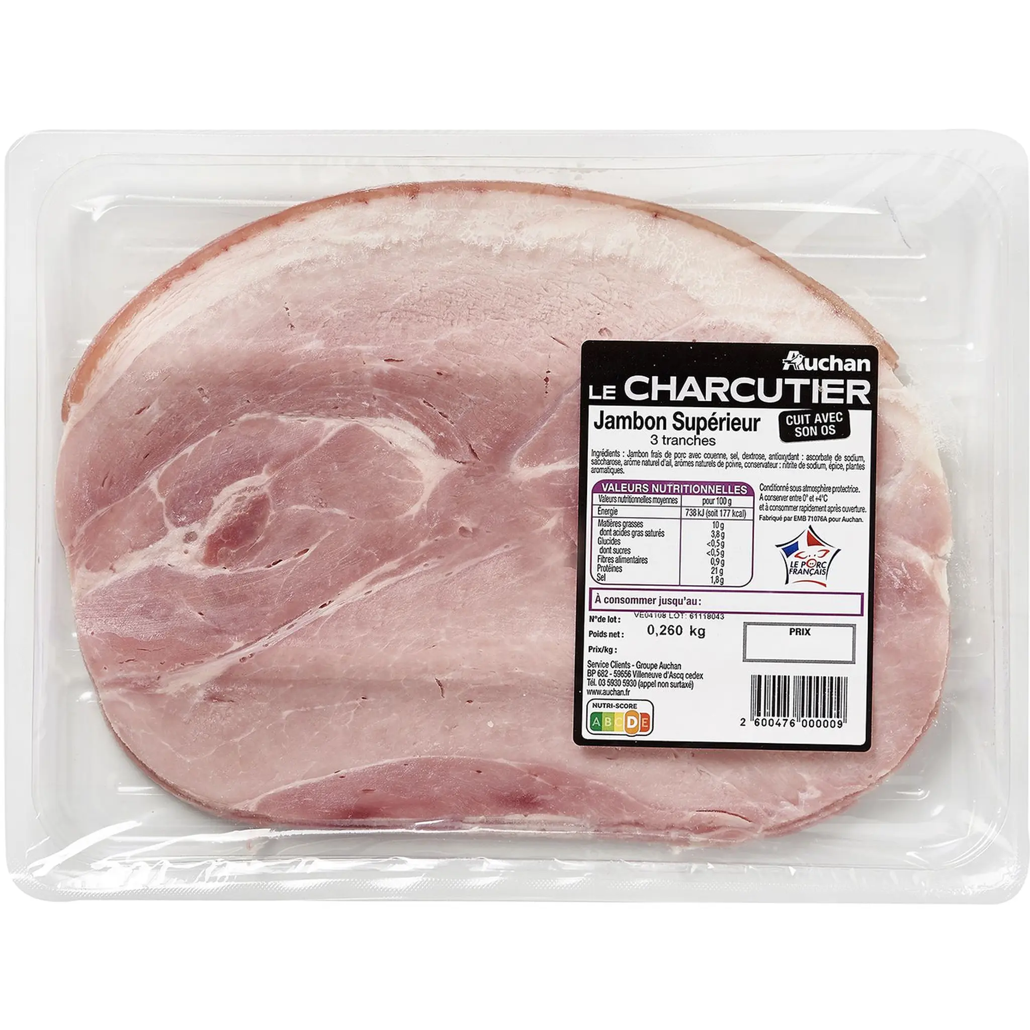 AUCHAN LE CHARCUTIER Jambon supérieur