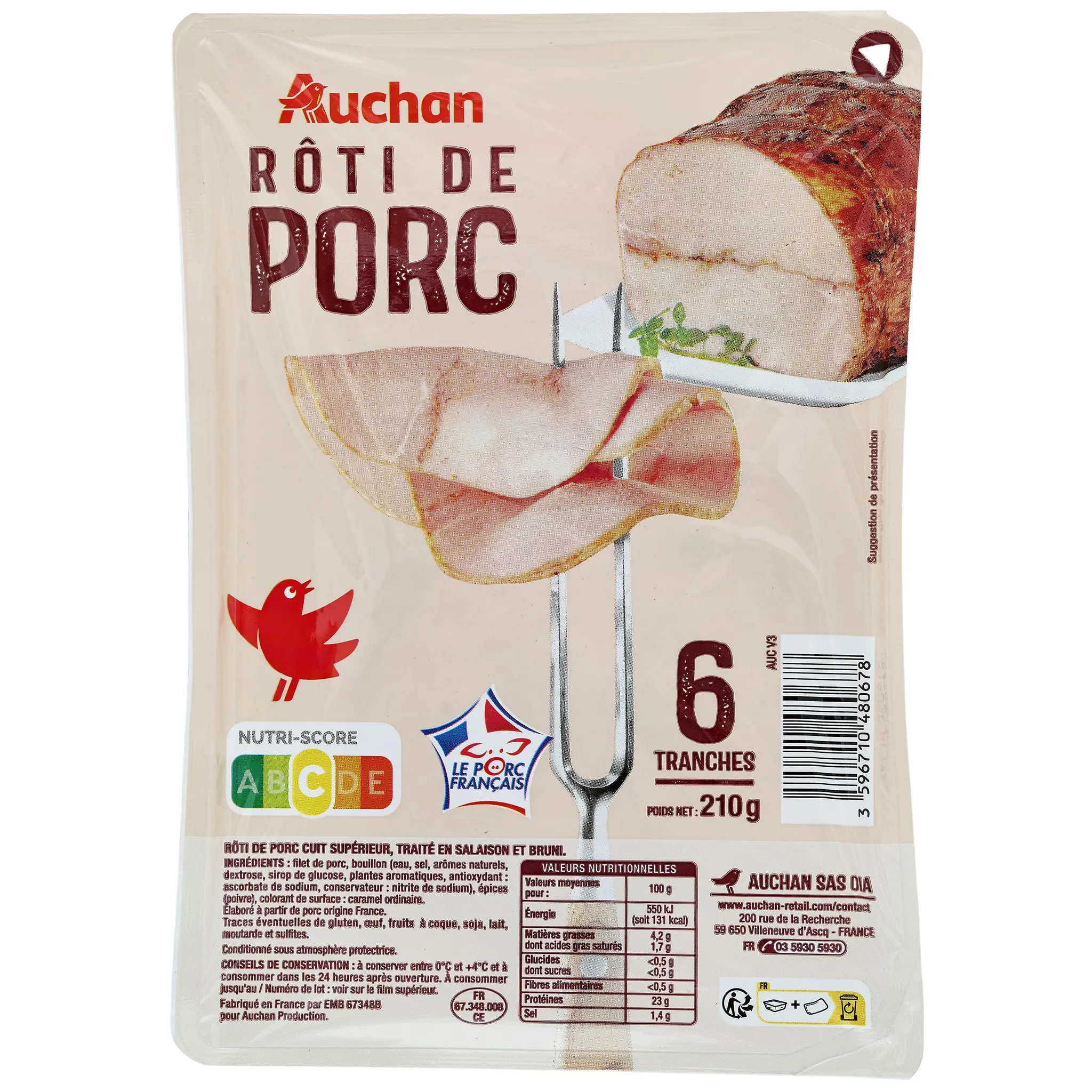 AUCHAN Roti de porc supérieur