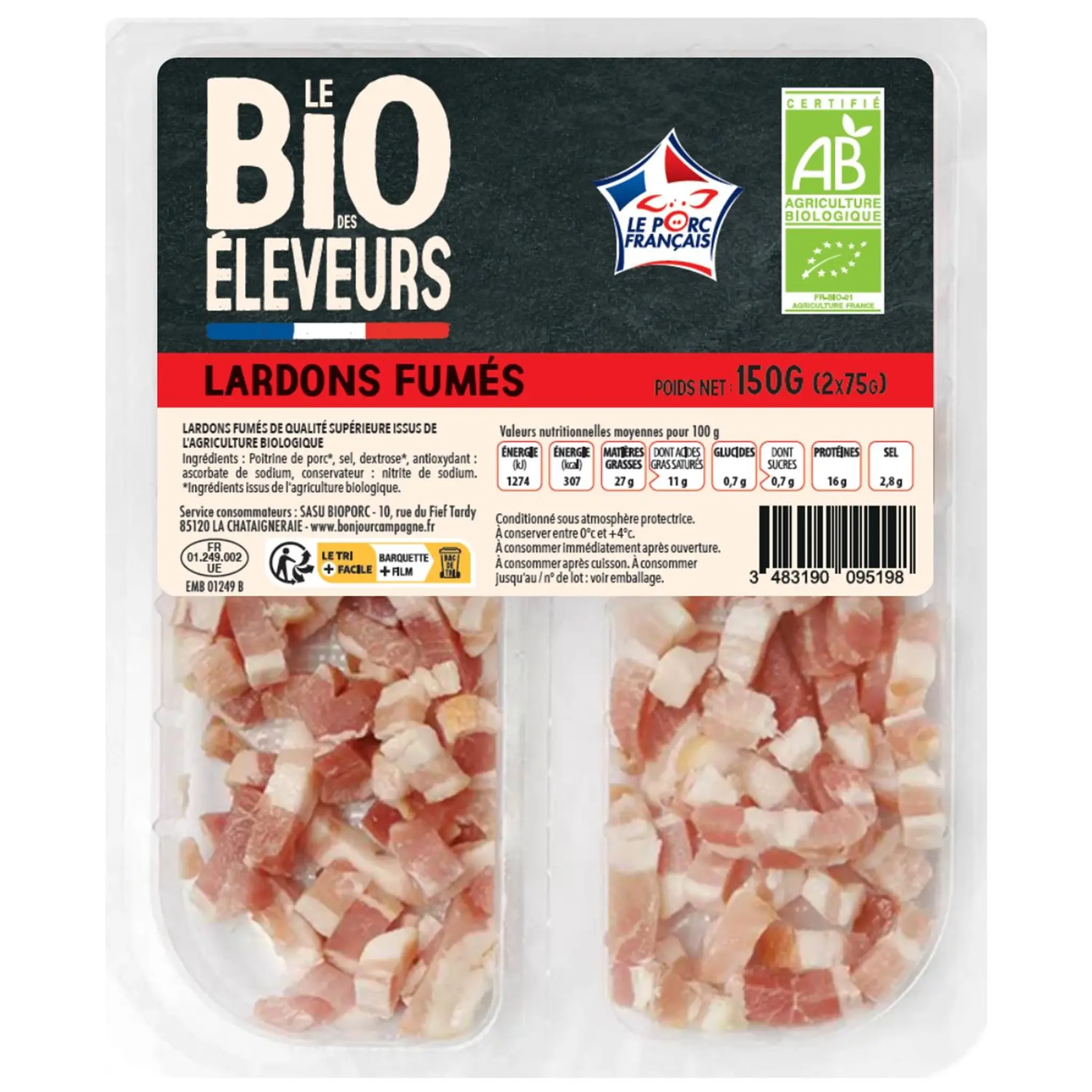 LE BIO DES ELEVEURS Lardons fumés