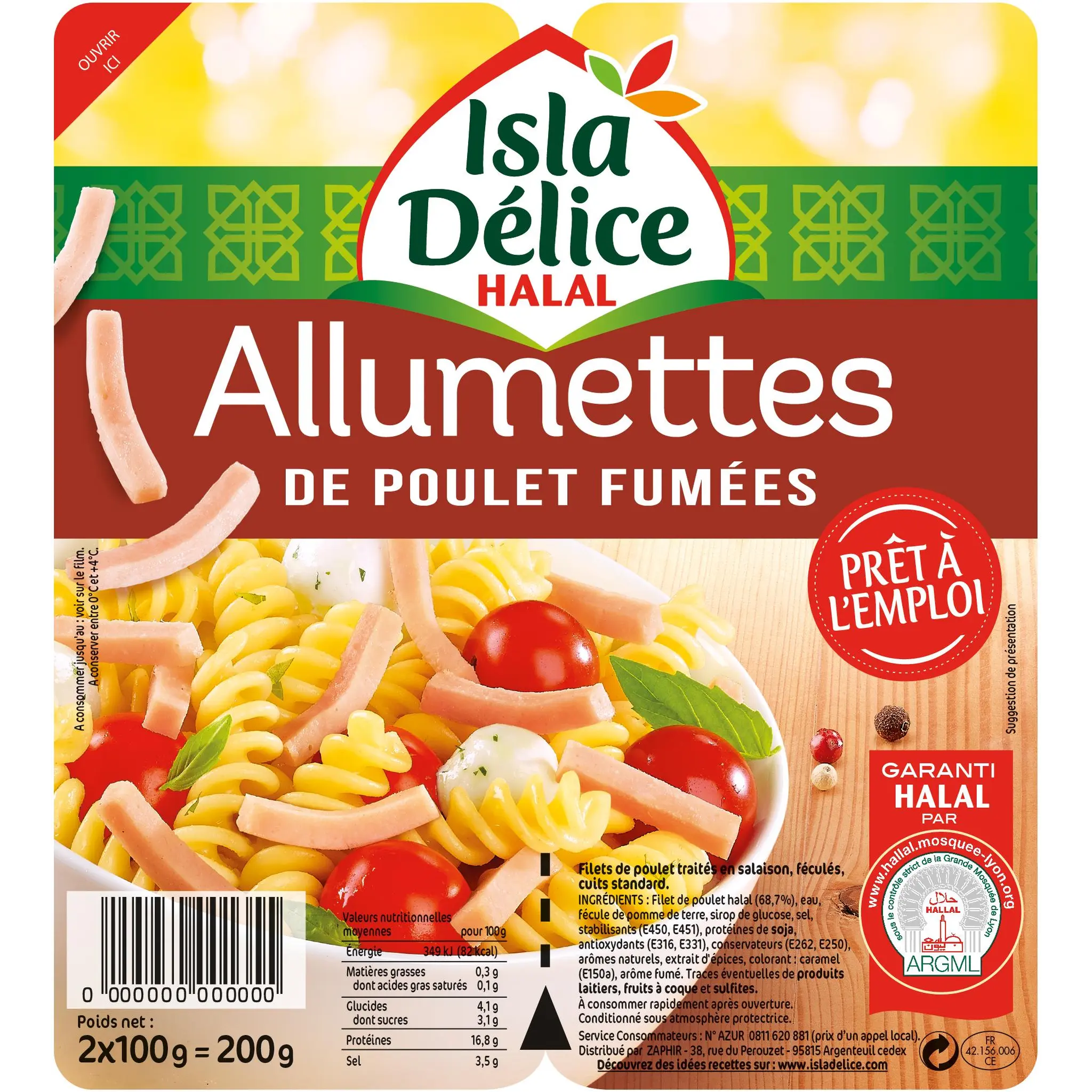 ISLA DELICE Allumettes de poulet fumées halal