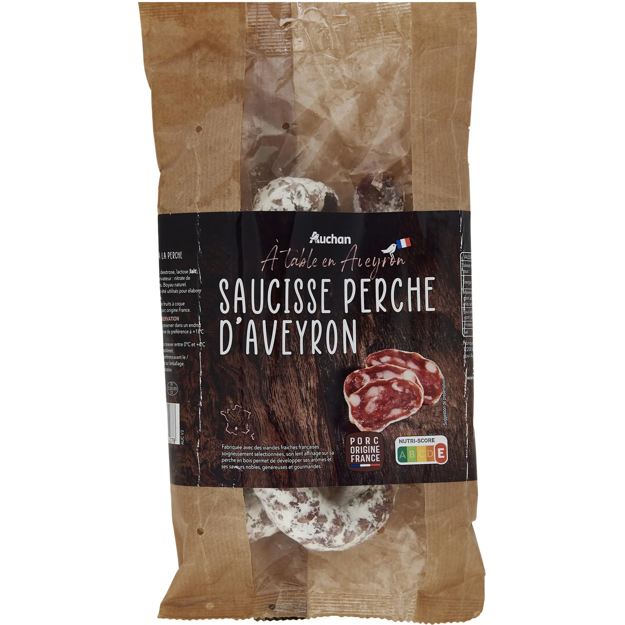 AUCHAN TERROIR Saucisse perche d'Aveyron