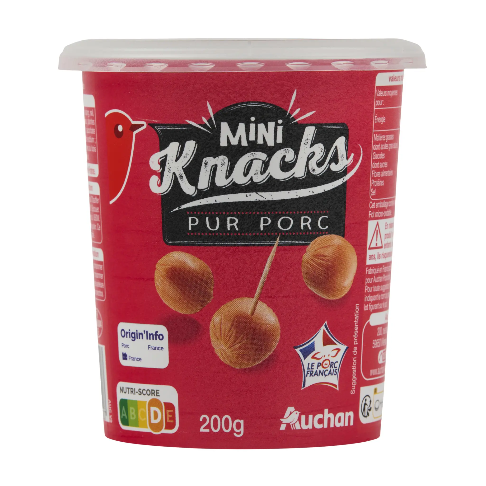 AUCHAN Mini saucisses knacks pur porc