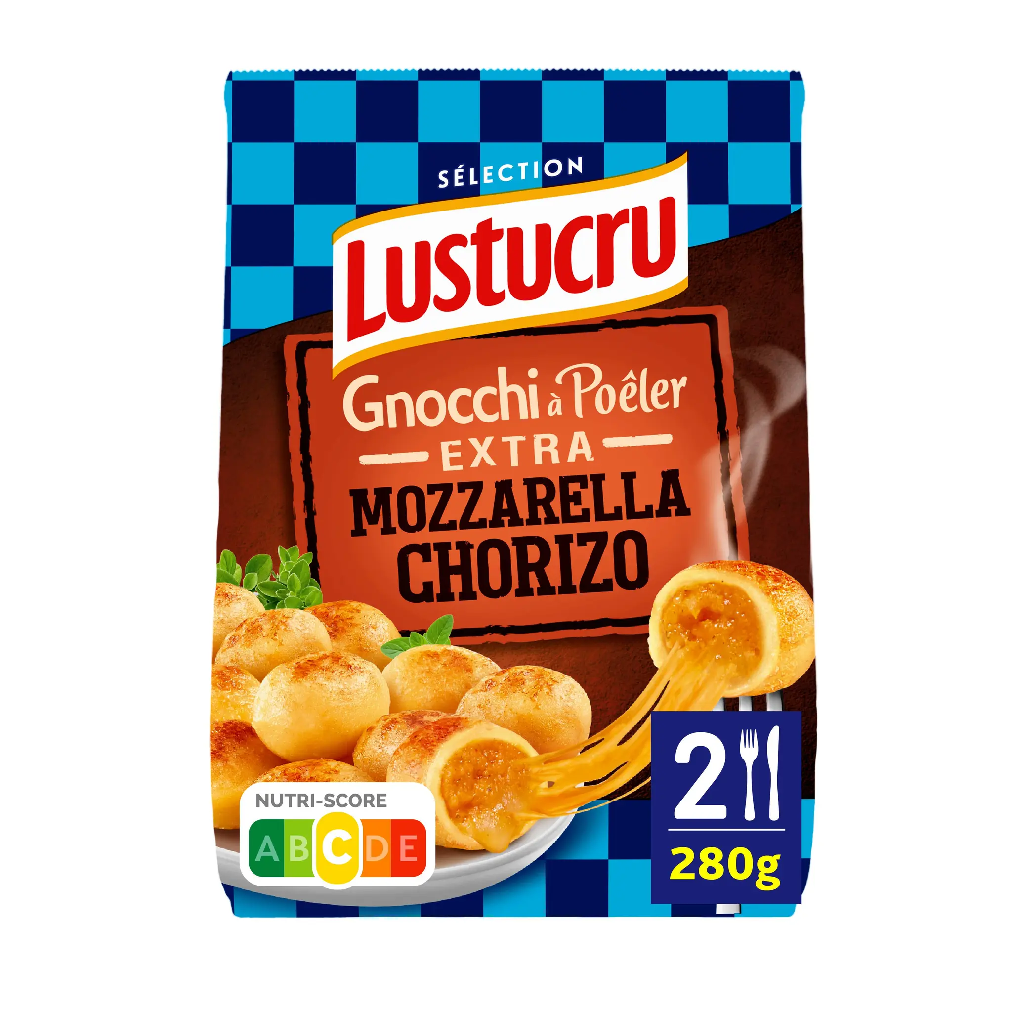 LUSTUCRU Gnocchi à poêler extra mozzarella chorizo