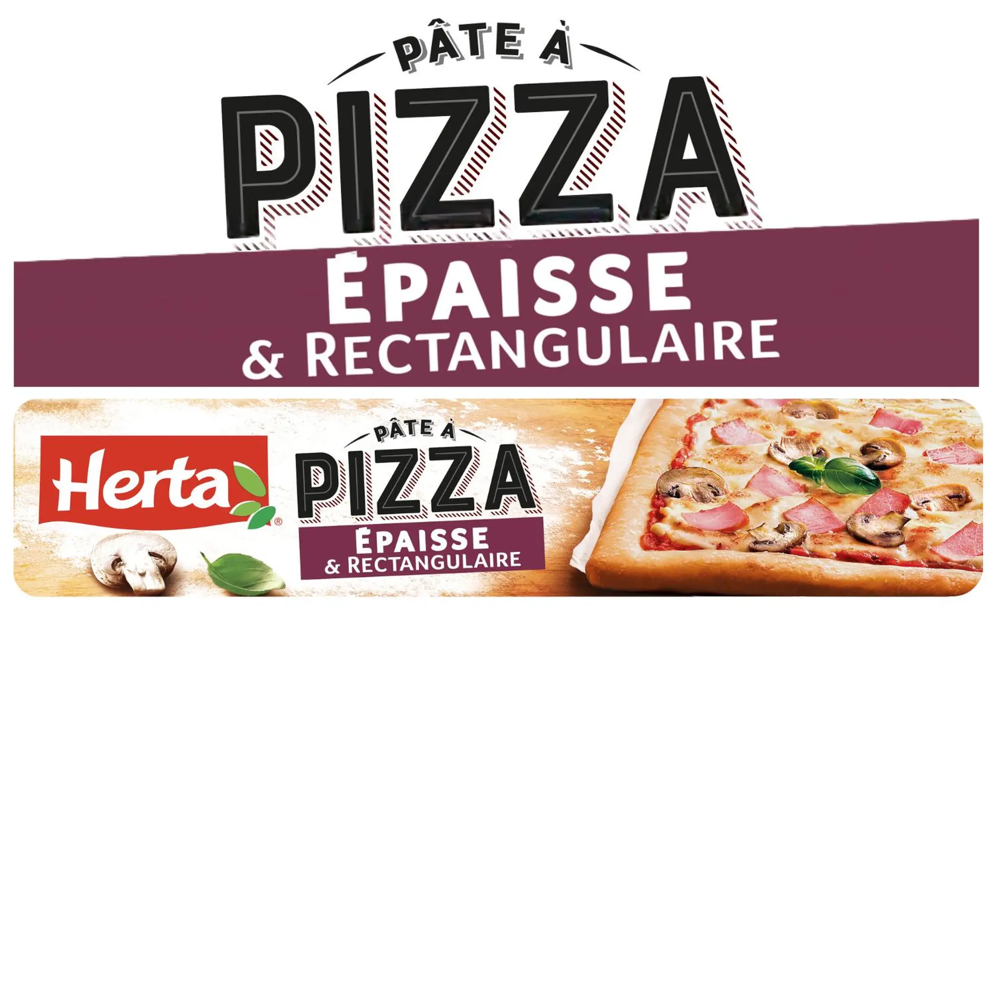 HERTA Pâte à pizza épaisse et rectangulaire