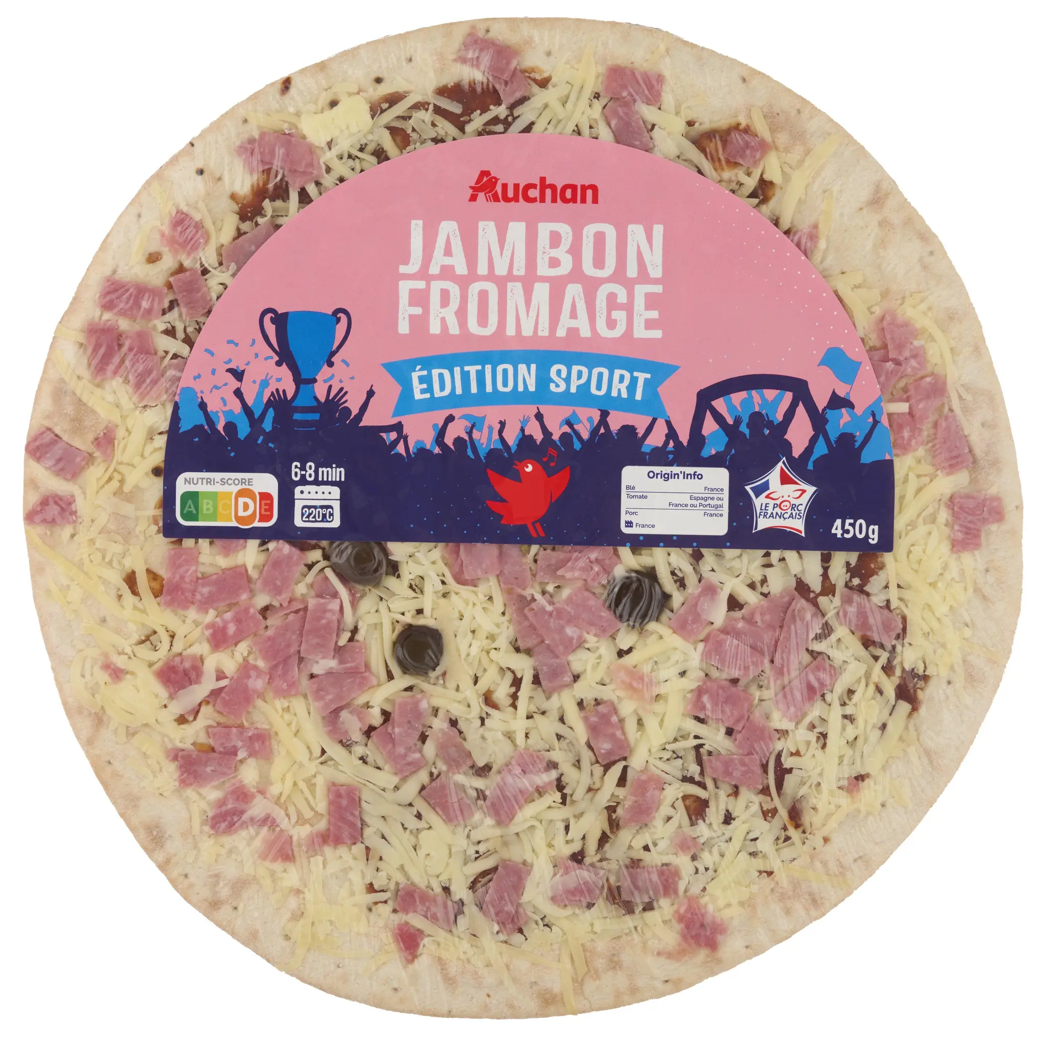 AUCHAN Pizza au jambon et au fromage