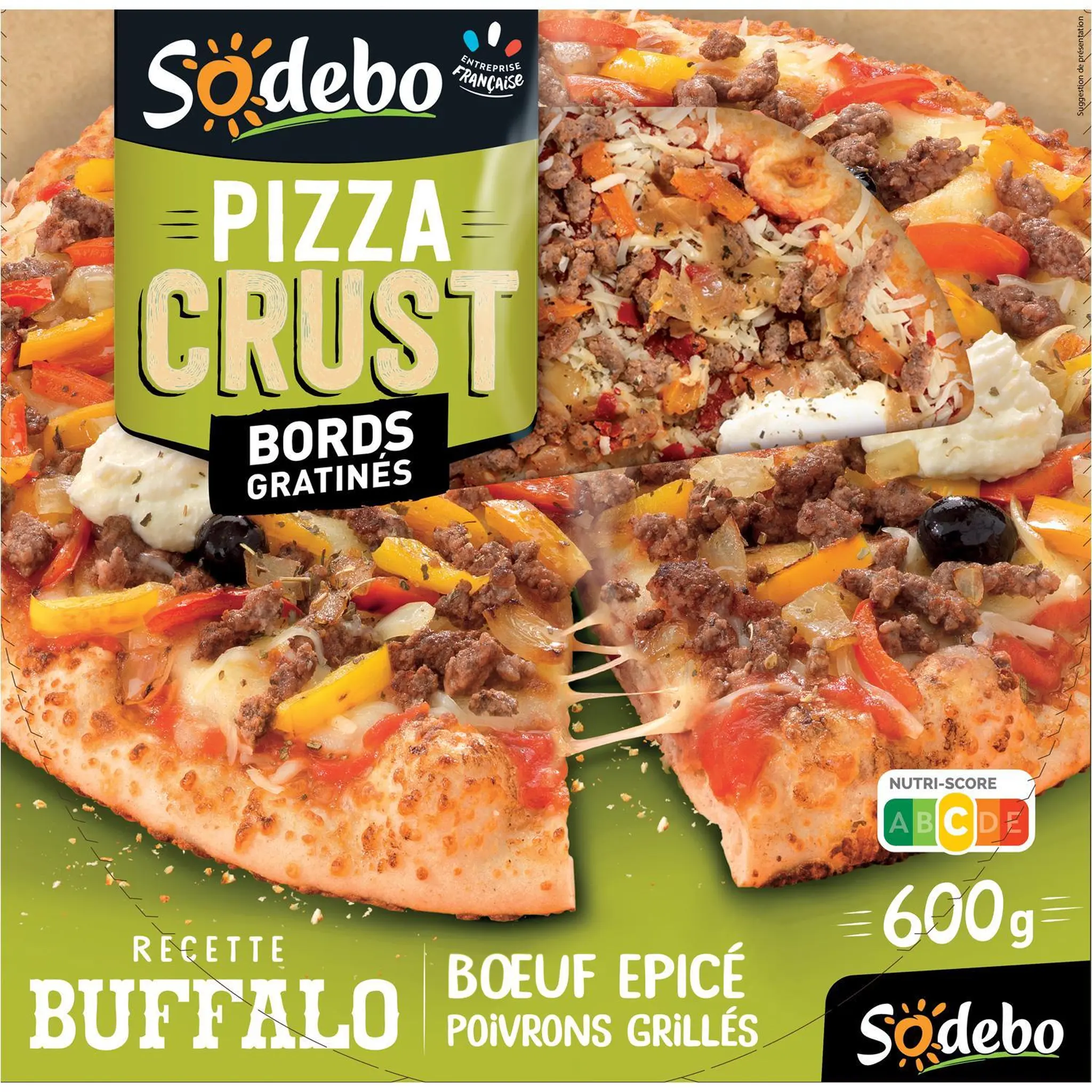 SODEBO Pizza crust buffalo bœuf épicé poivrons grillés